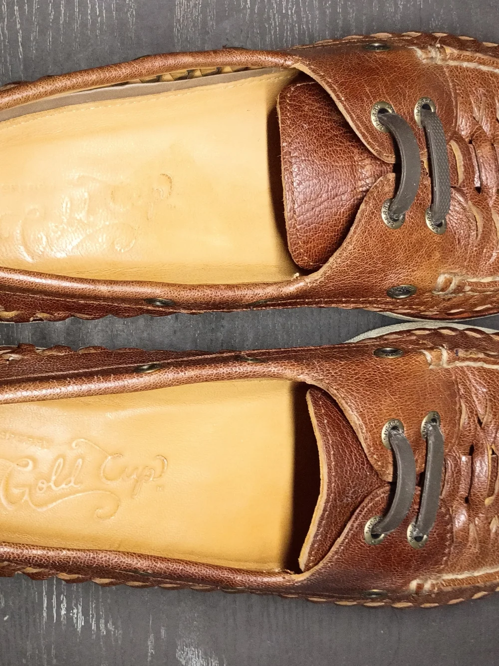 Sperry GOLD CUP Brown Woven Leather Boat Shoes. Men's 9.5M. Like NEW!!!
